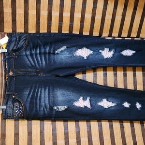 NWT!! Custom bling ripped jeans